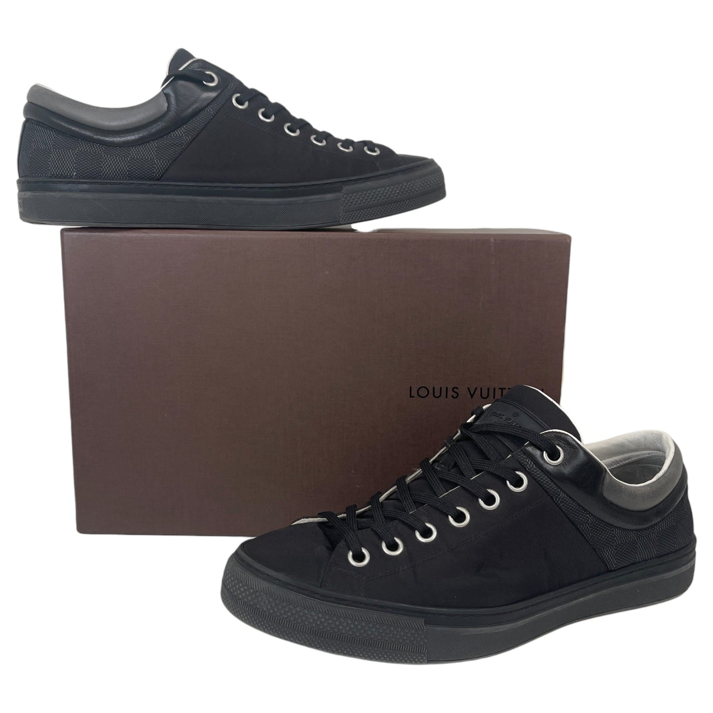 Men's Luxembourg Damier Low Trainers Black Size EU 43 / UK 9