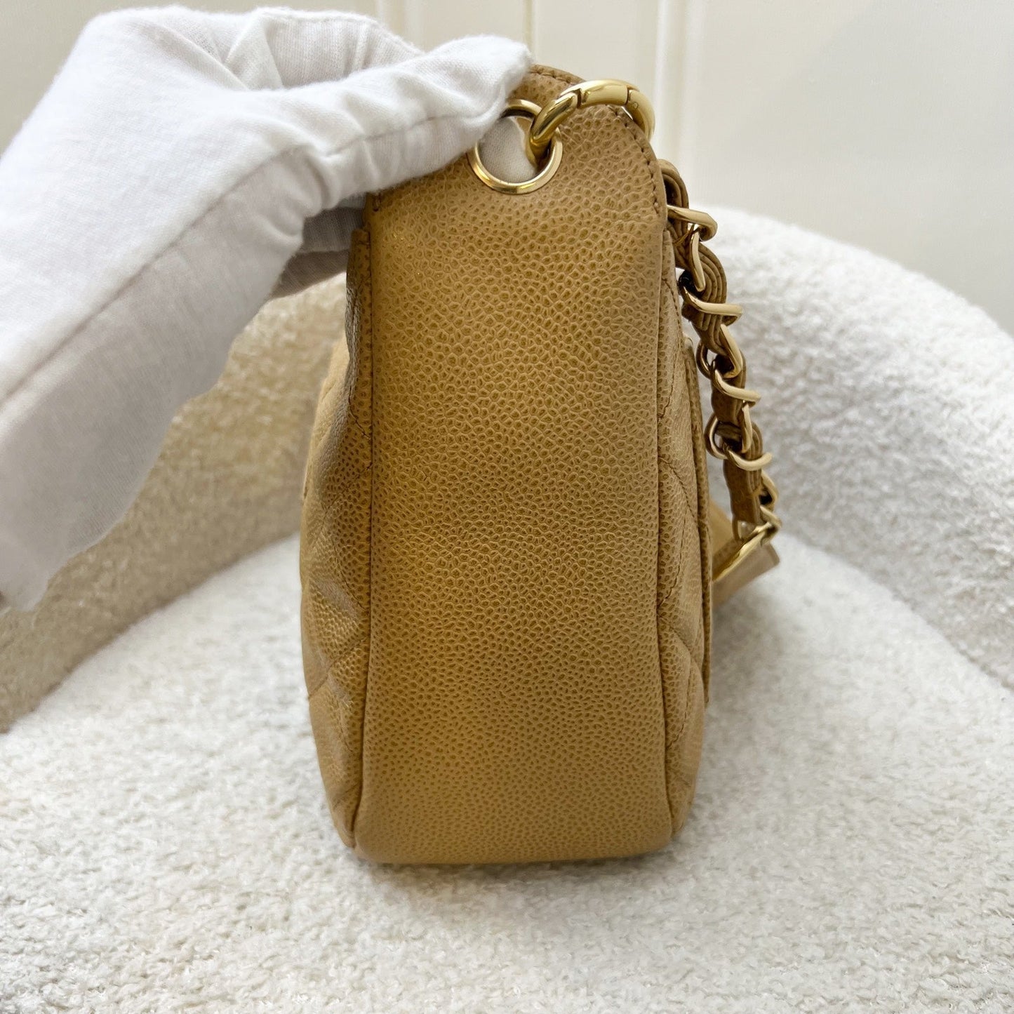 GLM- Half Moon Timeless Hobo in Dark Beige Caviar and GHW