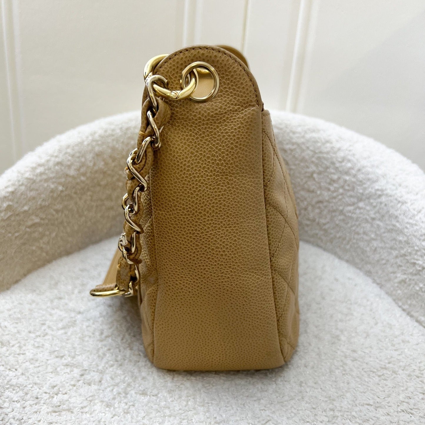 GLM- Half Moon Timeless Hobo in Dark Beige Caviar and GHW