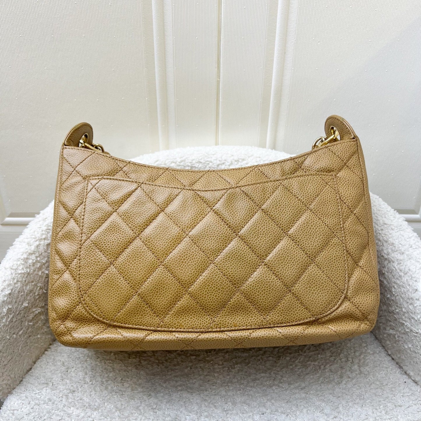GLM- Half Moon Timeless Hobo in Dark Beige Caviar and GHW