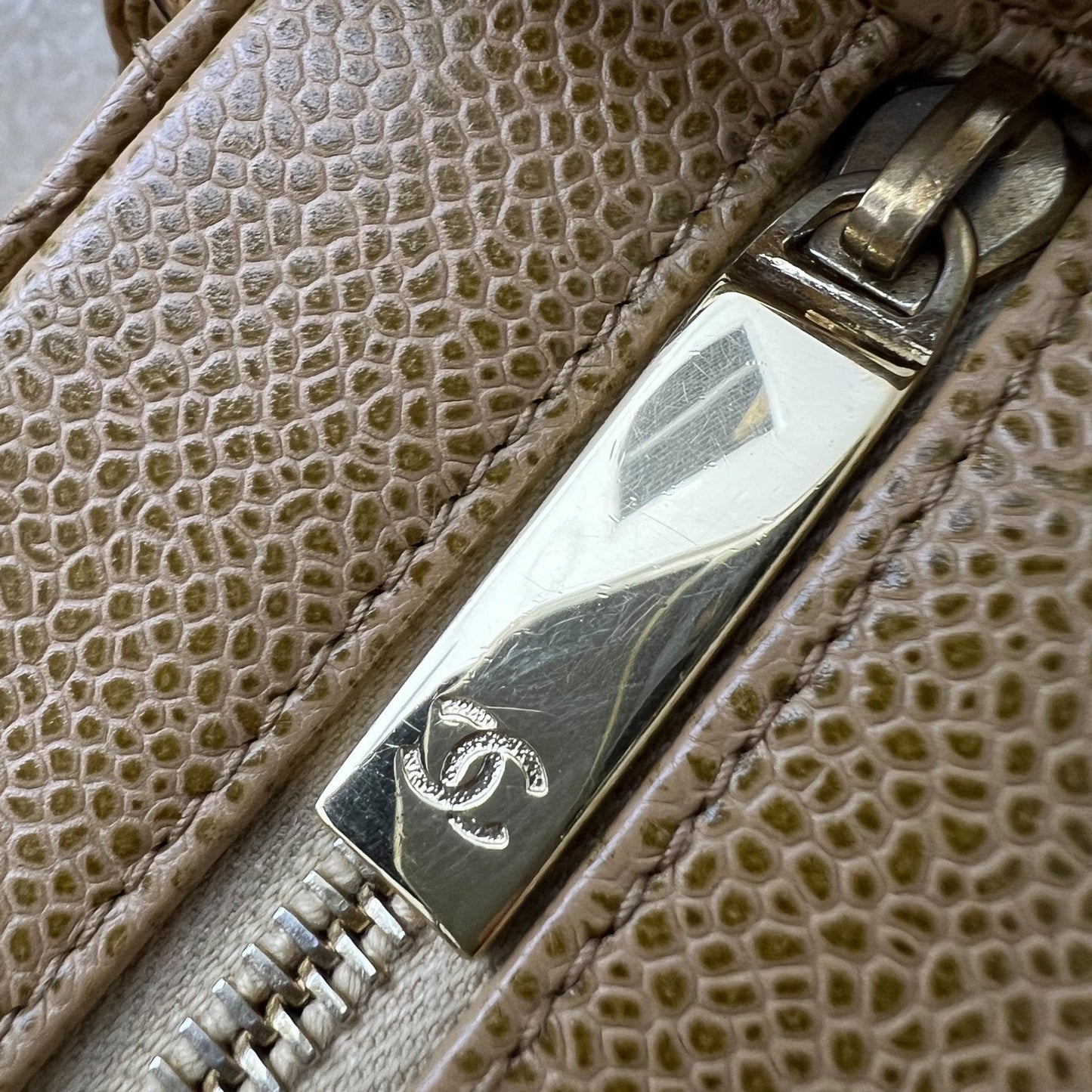 GLM- Half Moon Timeless Hobo in Dark Beige Caviar and GHW