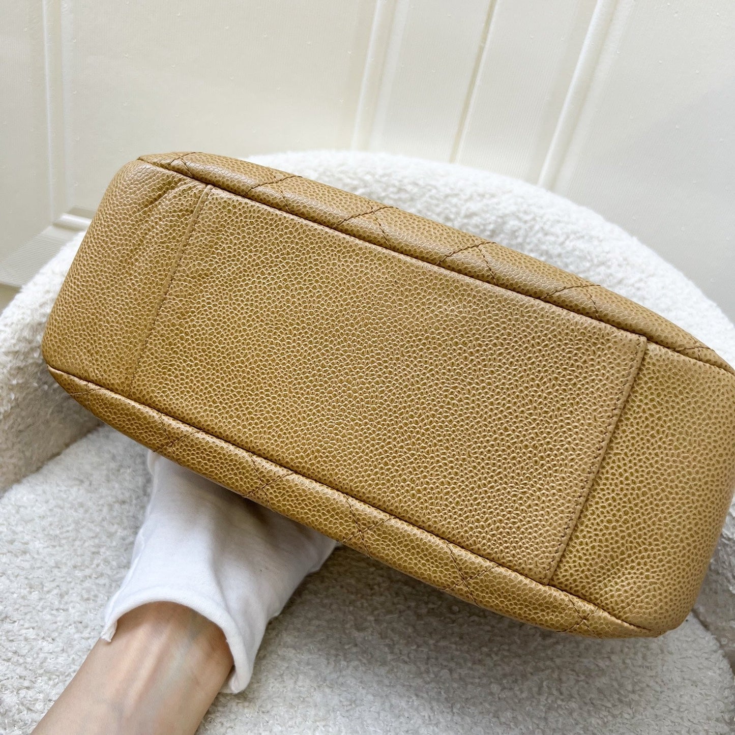 GLM- Half Moon Timeless Hobo in Dark Beige Caviar and GHW