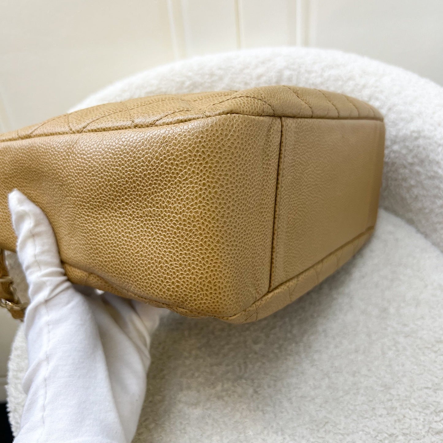 GLM- Half Moon Timeless Hobo in Dark Beige Caviar and GHW