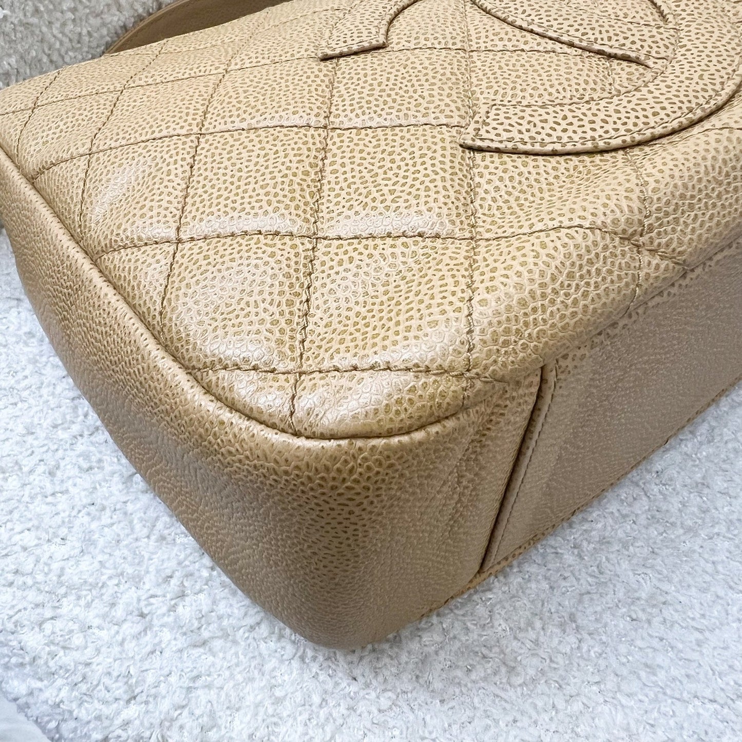 GLM- Half Moon Timeless Hobo in Dark Beige Caviar and GHW