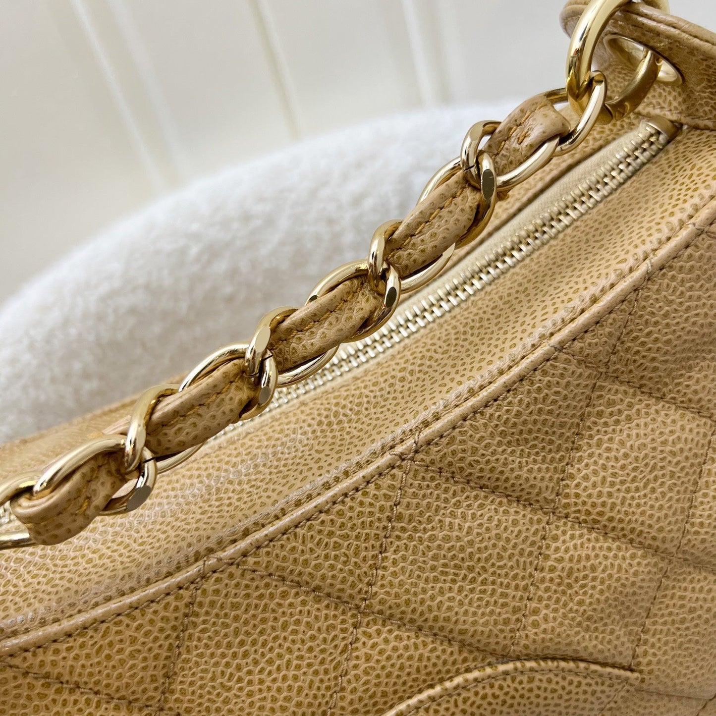 GLM- Half Moon Timeless Hobo in Dark Beige Caviar and GHW