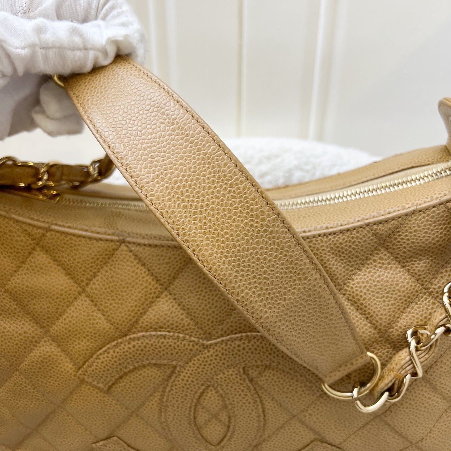 GLM- Half Moon Timeless Hobo in Dark Beige Caviar and GHW