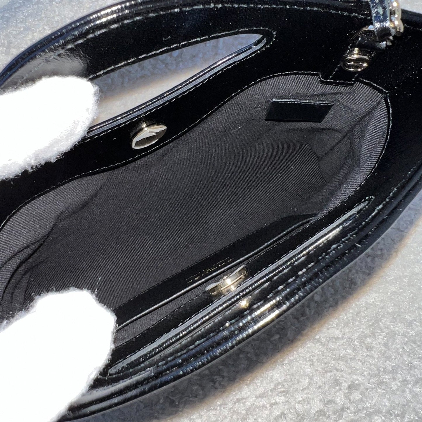 GLM-31 Nano Shopping Bag in 25P Black Shiny Calfskin and LGHW (Model: AP3656)