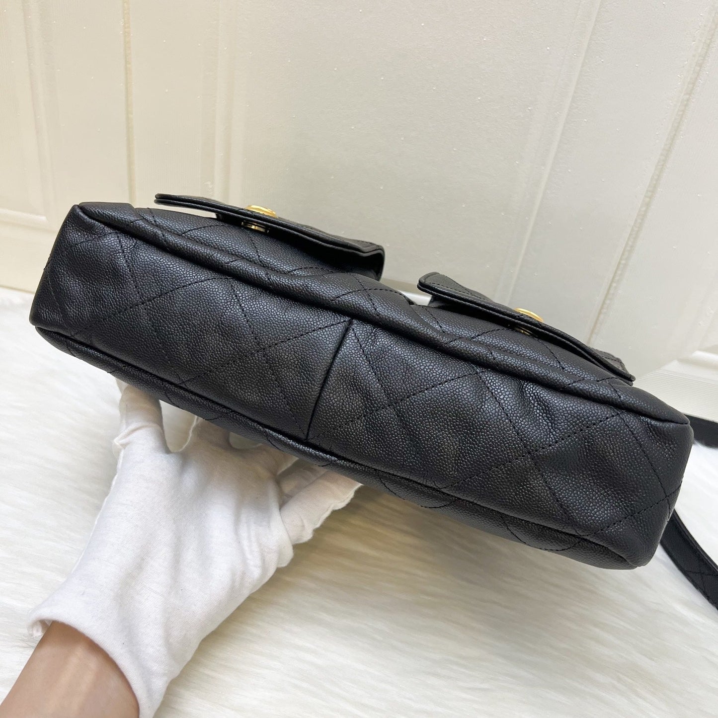 GLM-25P Maxi Hobo Bag in Black Caviar and AGHW (Model: AS5385)