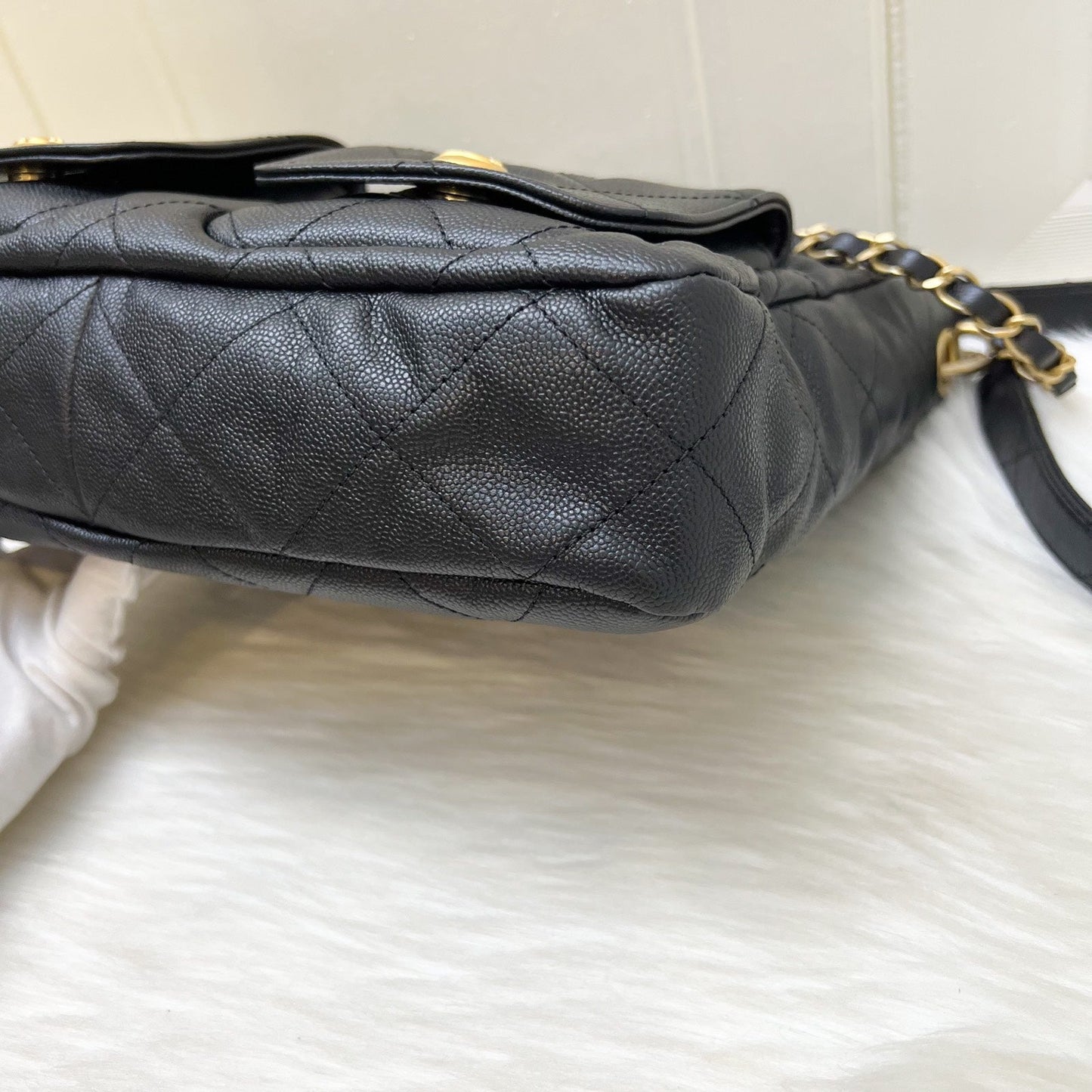GLM-25P Maxi Hobo Bag in Black Caviar and AGHW (Model: AS5385)