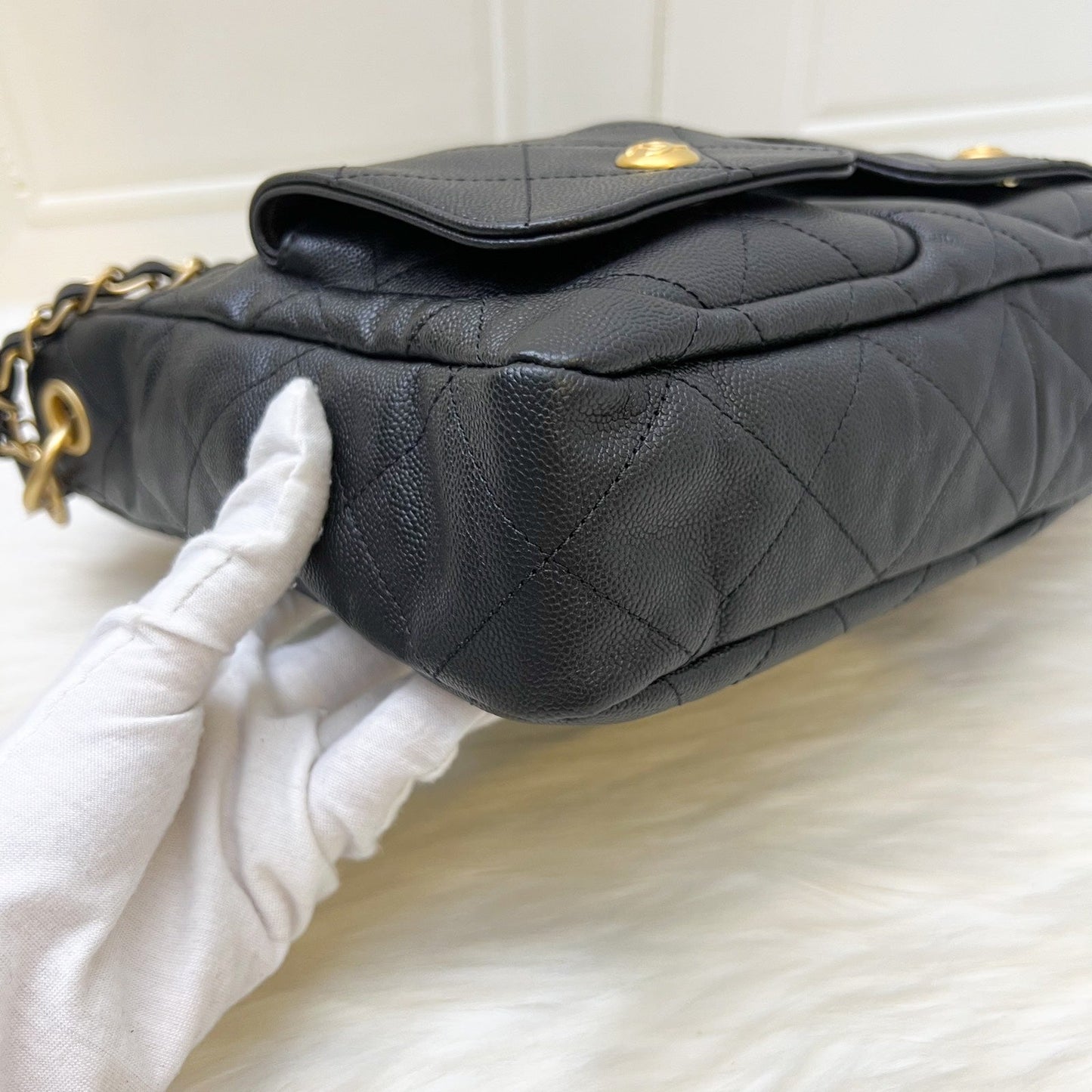 GLM-25P Maxi Hobo Bag in Black Caviar and AGHW (Model: AS5385)