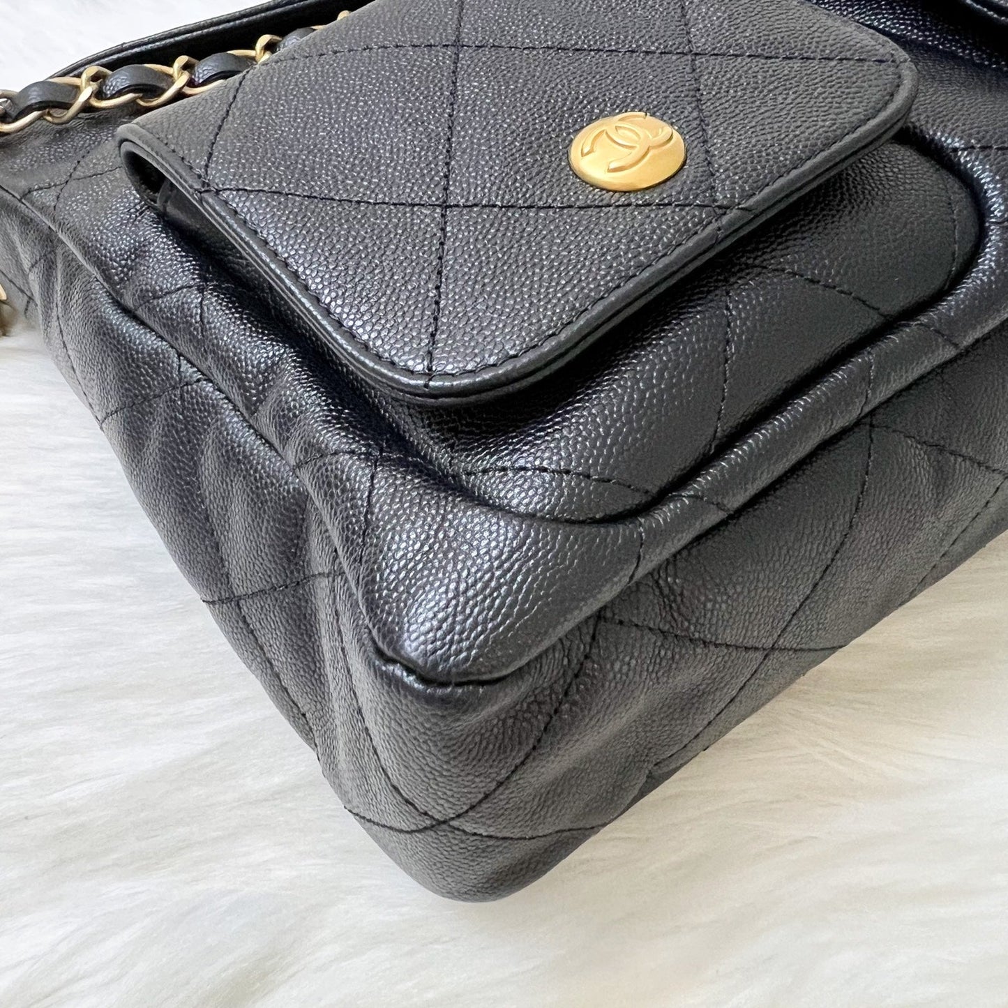 GLM-25P Maxi Hobo Bag in Black Caviar and AGHW (Model: AS5385)