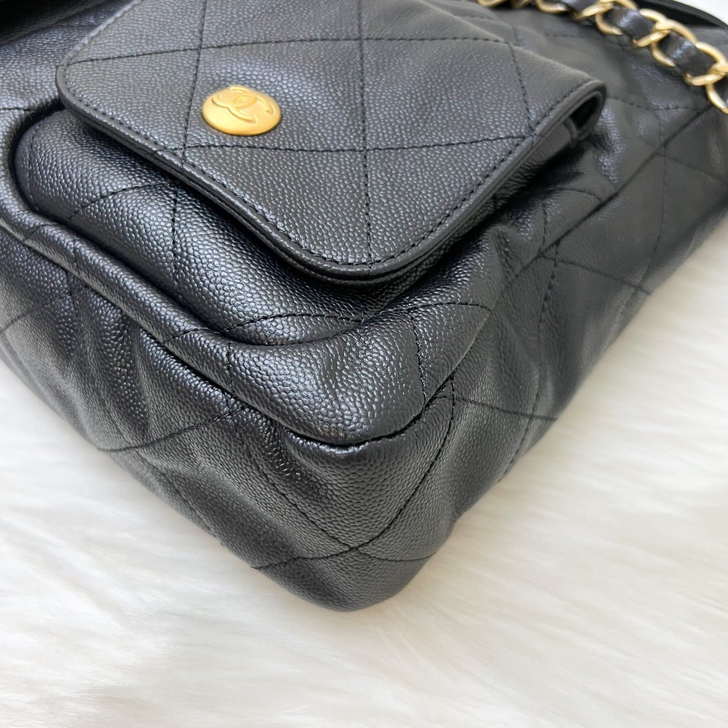 GLM-25P Maxi Hobo Bag in Black Caviar and AGHW (Model: AS5385)