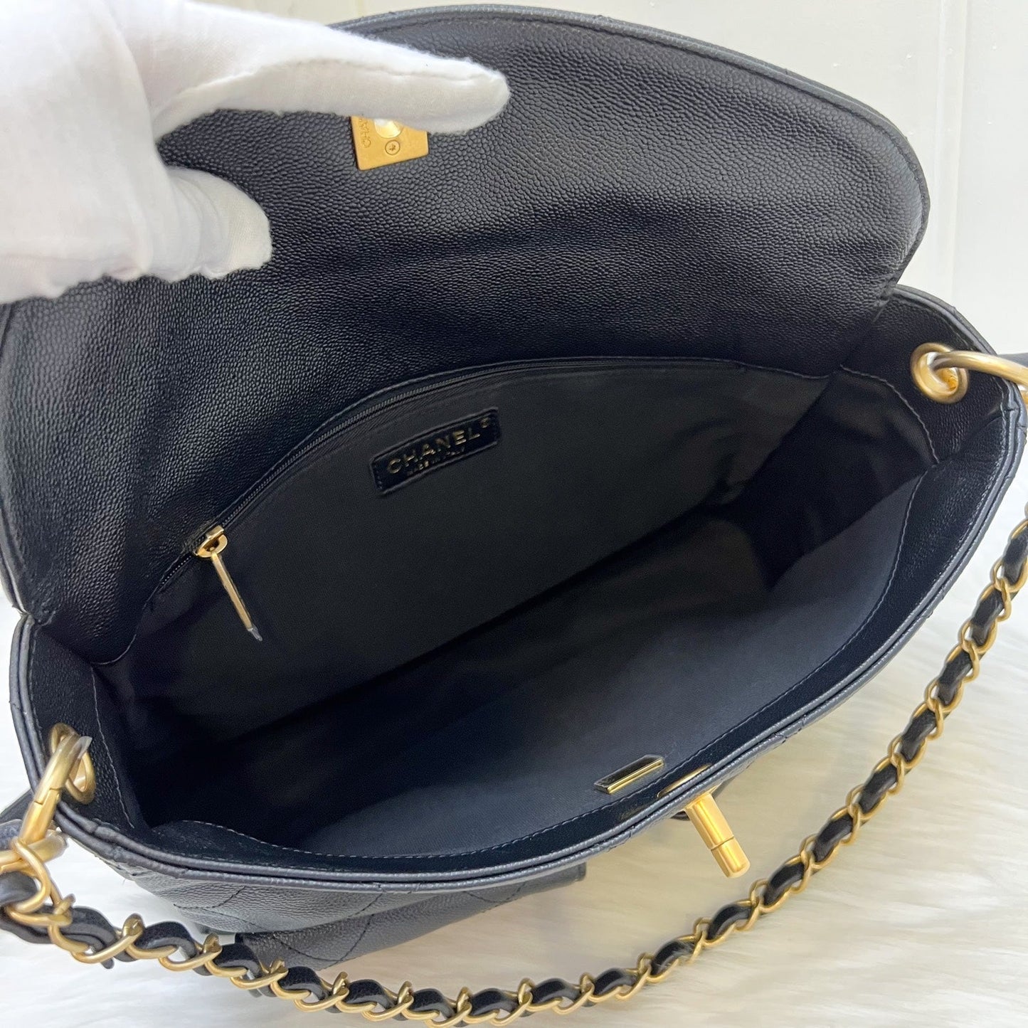 GLM-25P Maxi Hobo Bag in Black Caviar and AGHW (Model: AS5385)