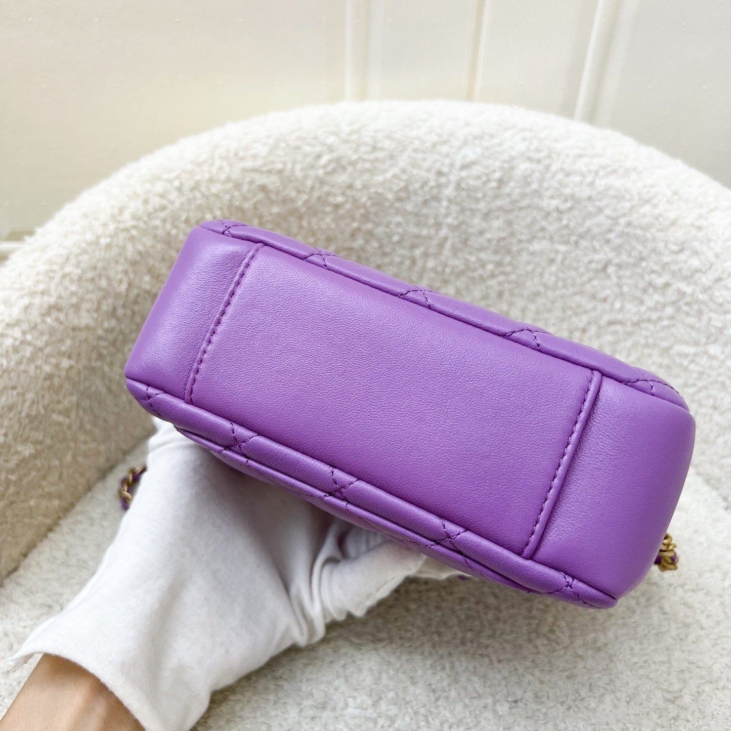 GLM-22S Pearl Crush Camera Bag in Purple Lambskin AGHW (Model: AS3258)