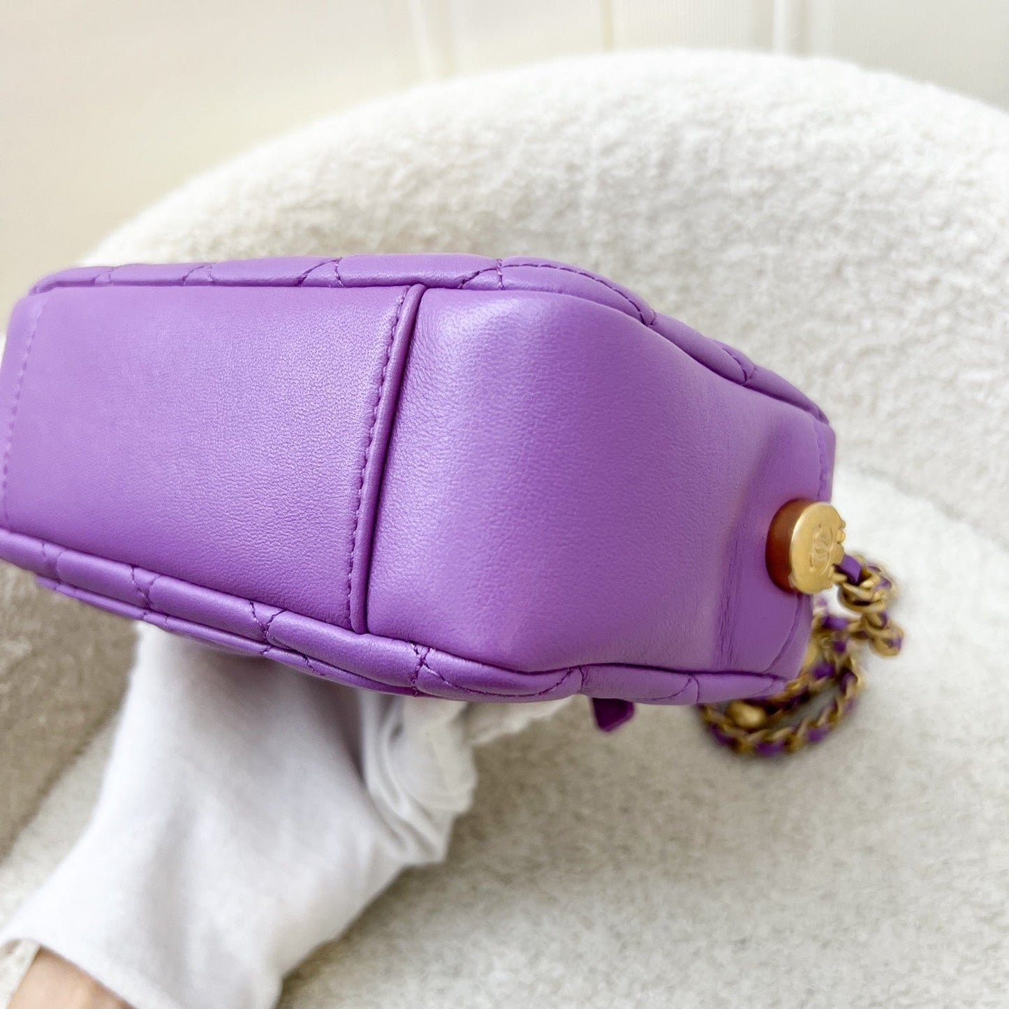 GLM-22S Pearl Crush Camera Bag in Purple Lambskin AGHW (Model: AS3258)