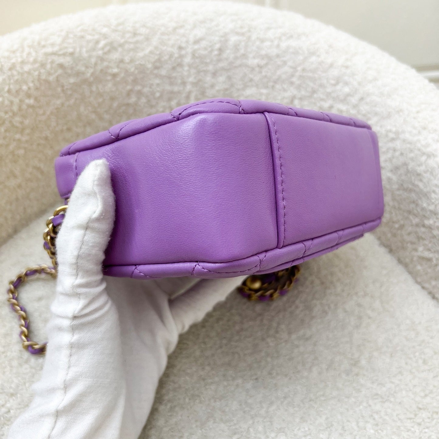 GLM-22S Pearl Crush Camera Bag in Purple Lambskin AGHW (Model: AS3258)