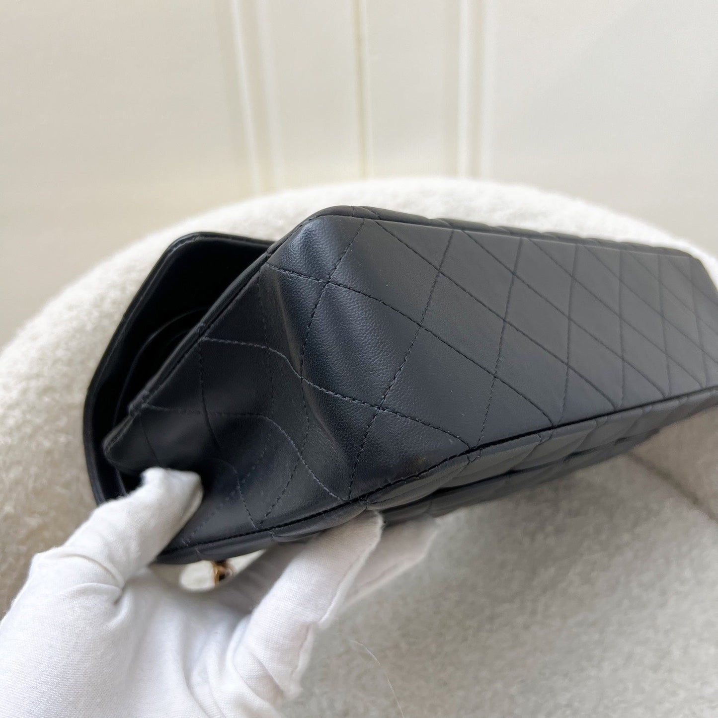 GLM-Medium Classic Flap CF in Black Lambskin and Rose Gold HW