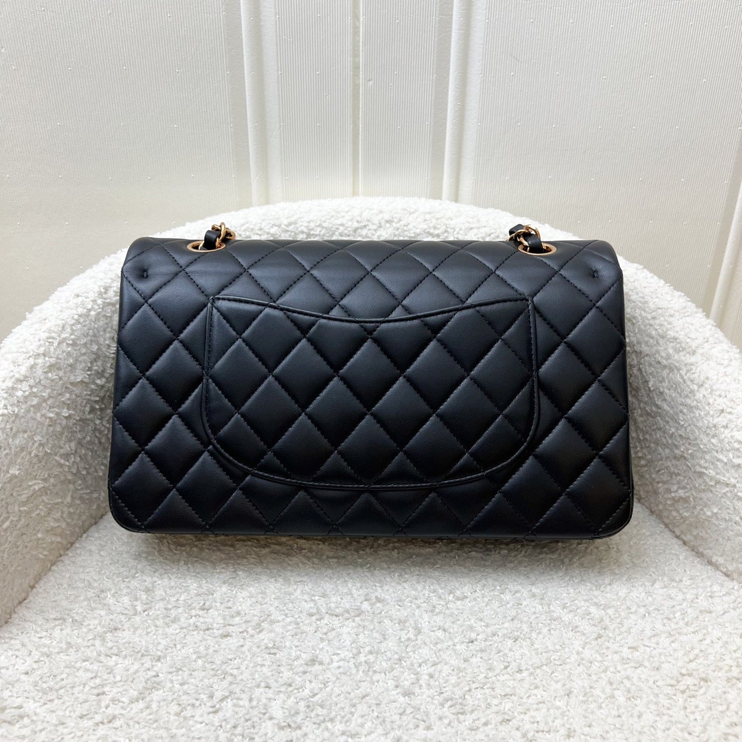 GLM-Medium Classic Flap CF in Black Lambskin and Rose Gold HW
