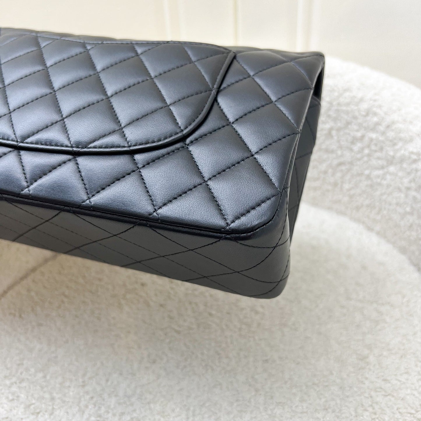 GLM-Medium Classic Flap CF in Black Lambskin and Rose Gold HW