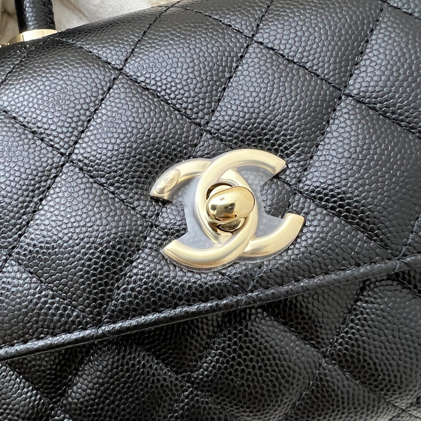 GLM-Micro Coco Handle Flap Bag in Black Caviar and LGHW (AP4244)