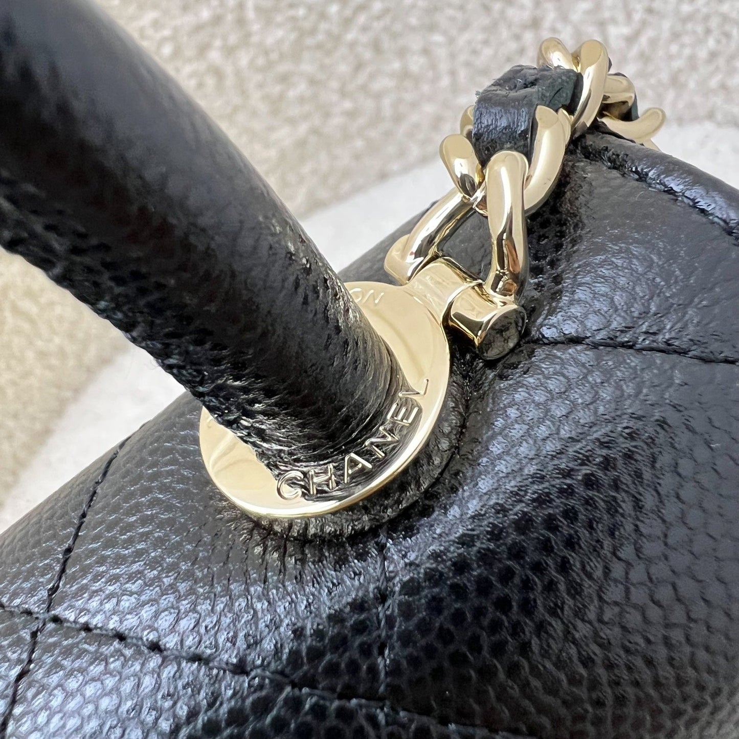 GLM-Micro Coco Handle Flap Bag in Black Caviar and LGHW (AP4244)