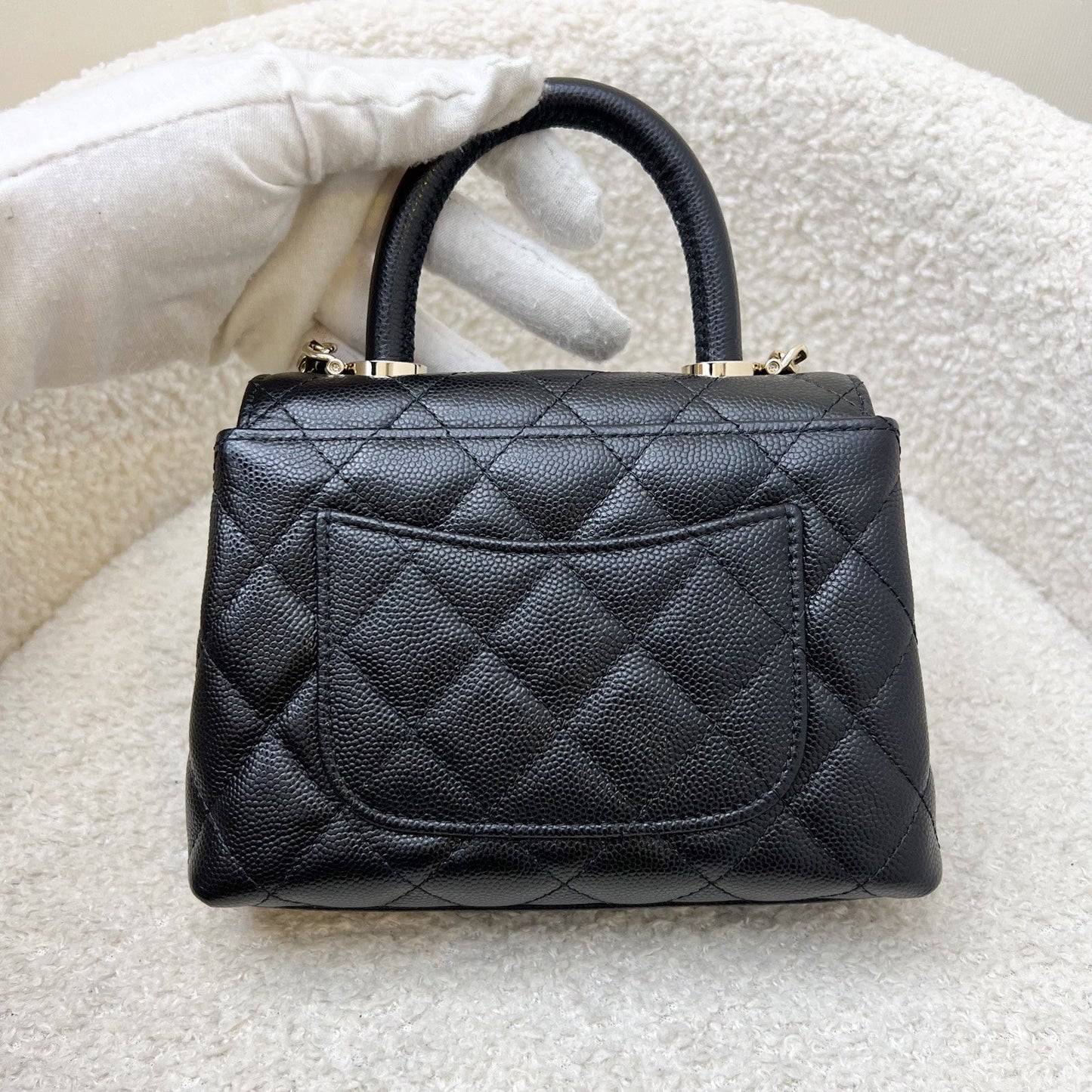 GLM-Micro Coco Handle Flap Bag in Black Caviar and LGHW (AP4244)