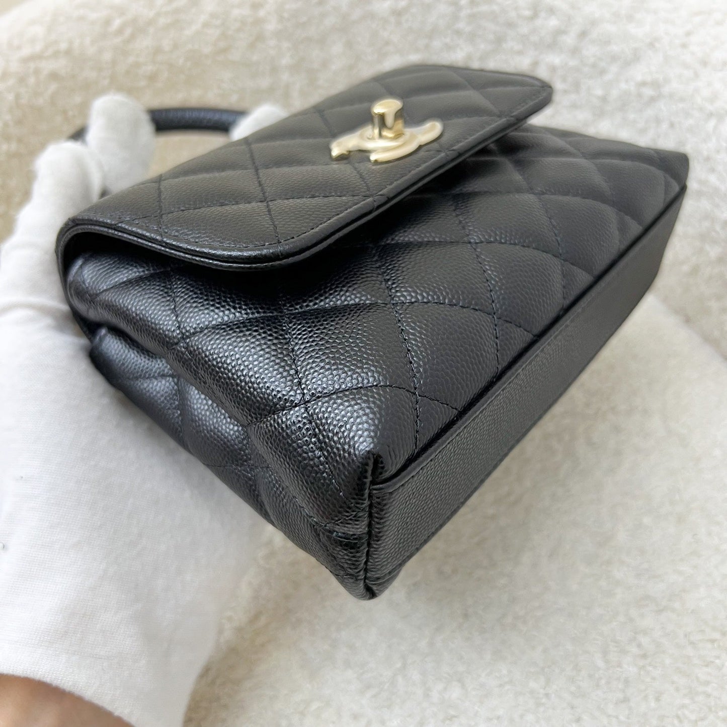 GLM-Micro Coco Handle Flap Bag in Black Caviar and LGHW (AP4244)