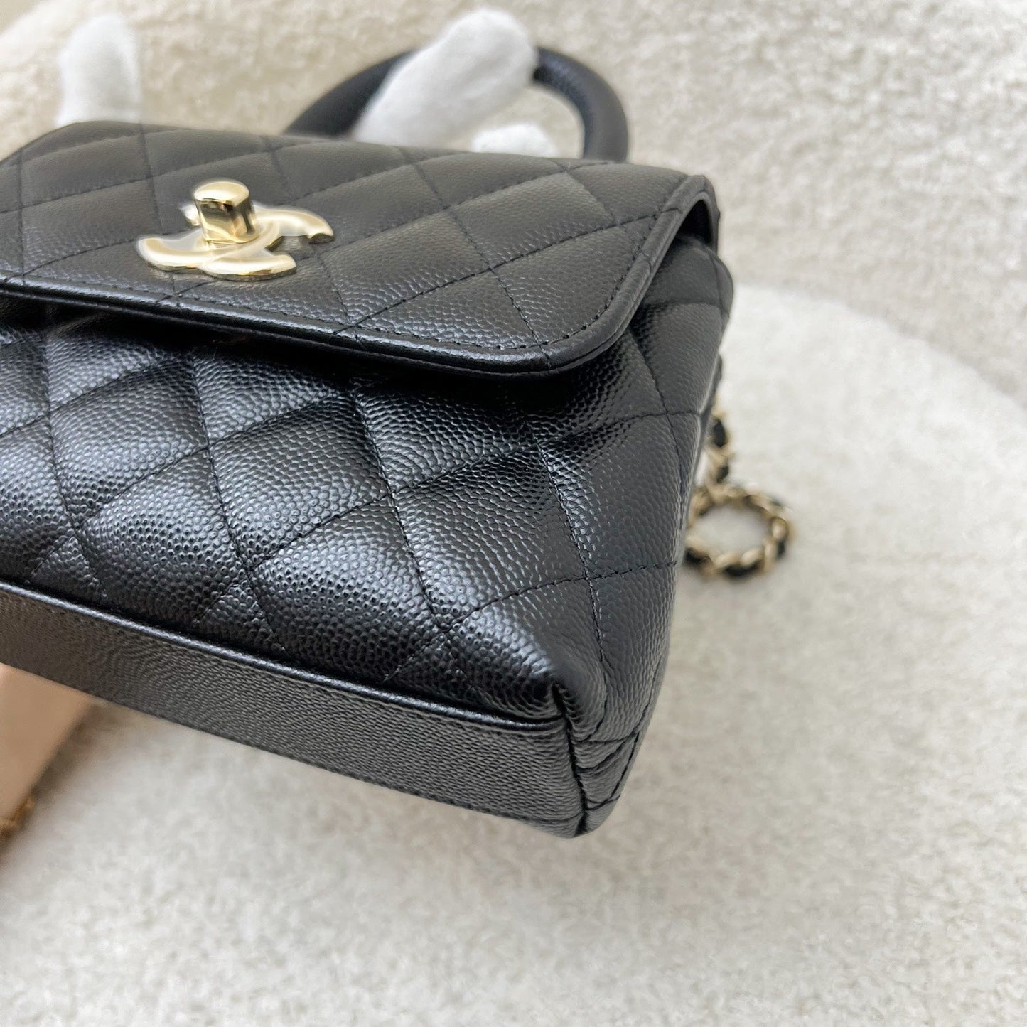 GLM-Micro Coco Handle Flap Bag in Black Caviar and LGHW (AP4244)