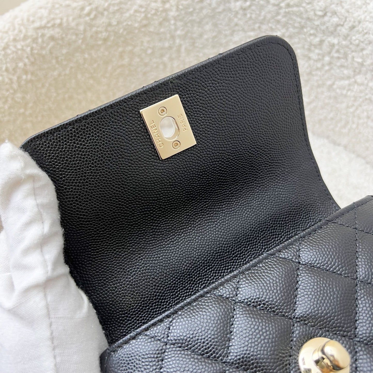 GLM-Micro Coco Handle Flap Bag in Black Caviar and LGHW (AP4244)