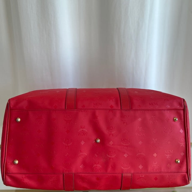 MCM Red Nylon Visetos Boston bag