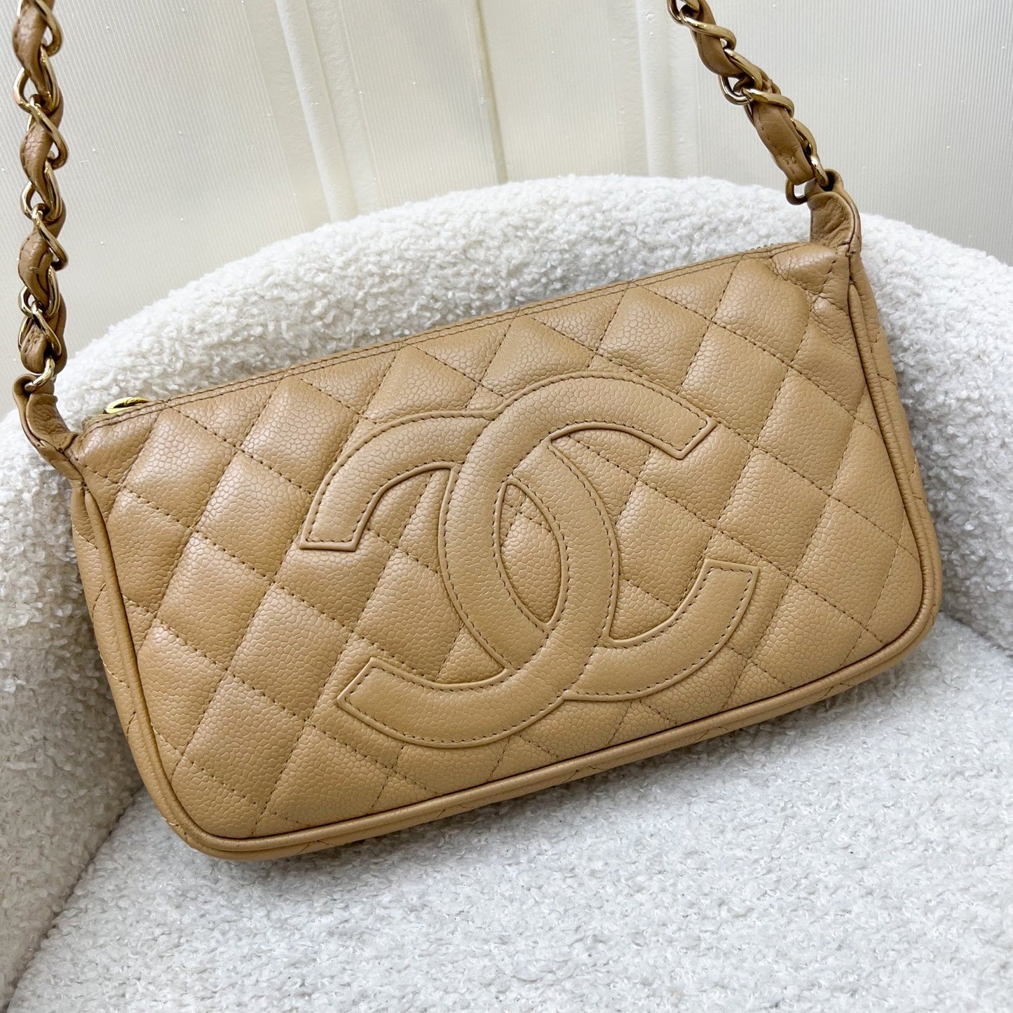 GLM- Timeless GLM- Small Hobo Shoulder Bag in Dark Beige Caviar and GHW