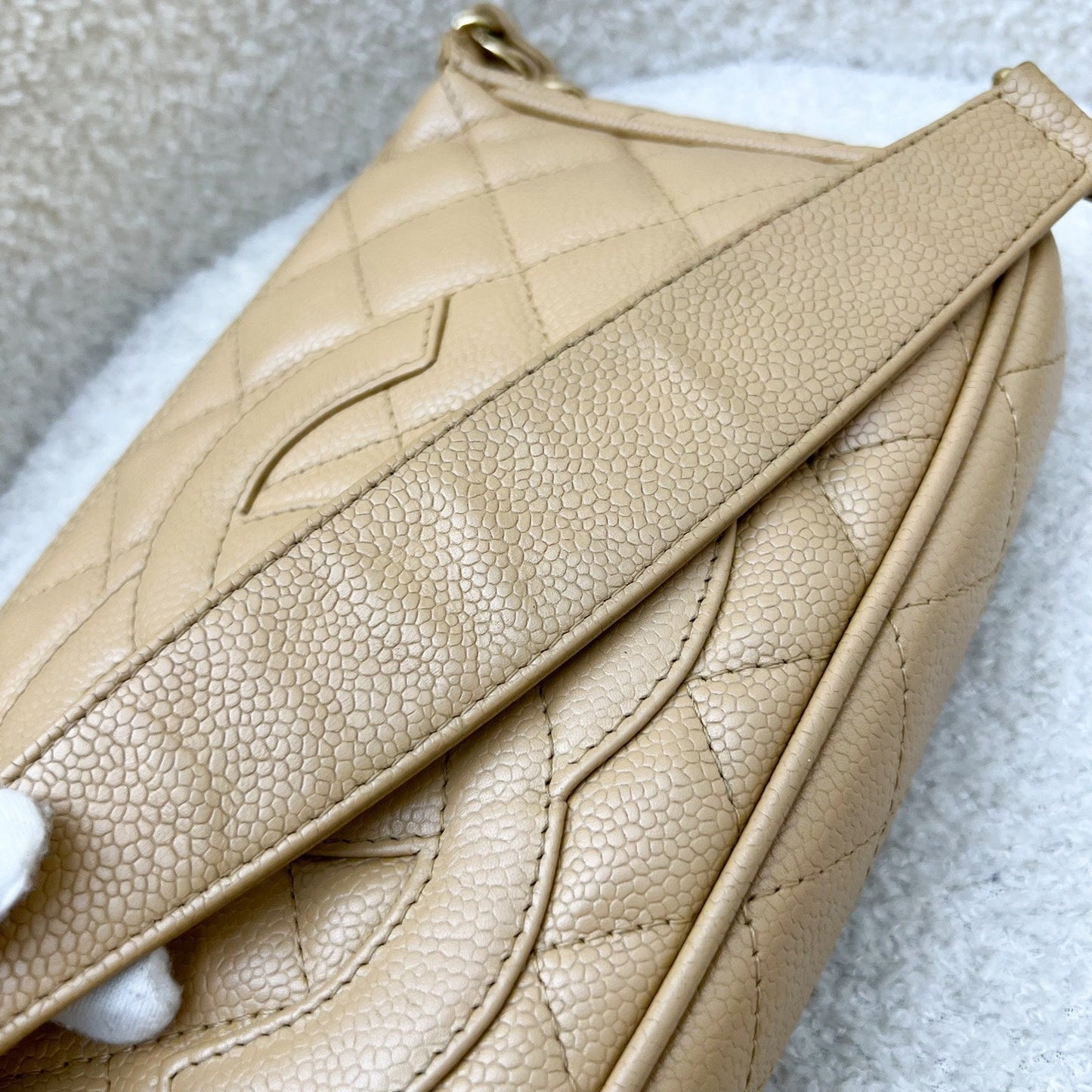 GLM- Timeless GLM- Small Hobo Shoulder Bag in Dark Beige Caviar and GHW