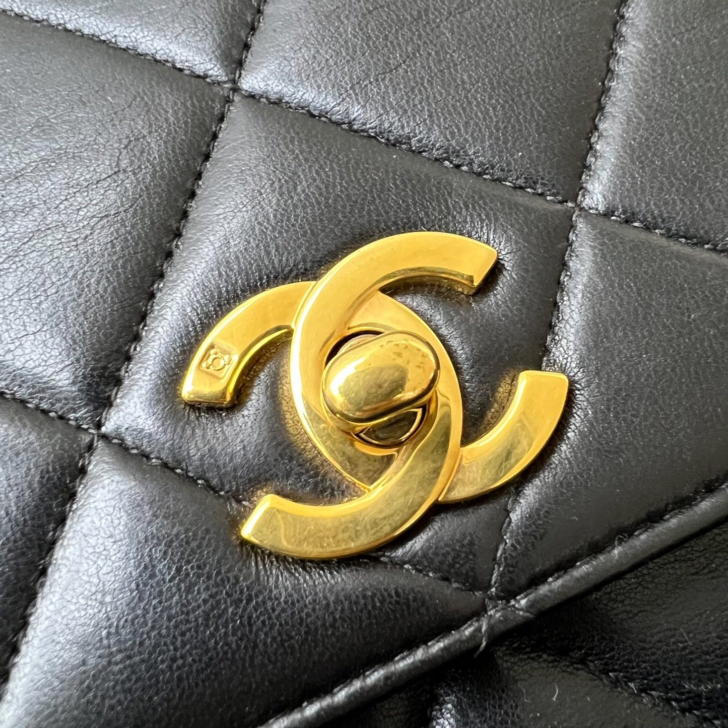 GLM- Double Pocket Shoulder Bag in Black Lambskin and 24K GHW