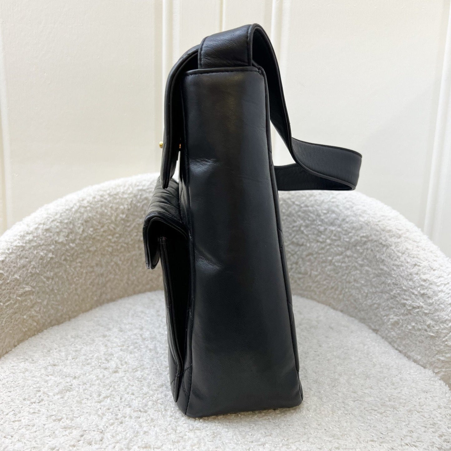 GLM- Double Pocket Shoulder Bag in Black Lambskin and 24K GHW