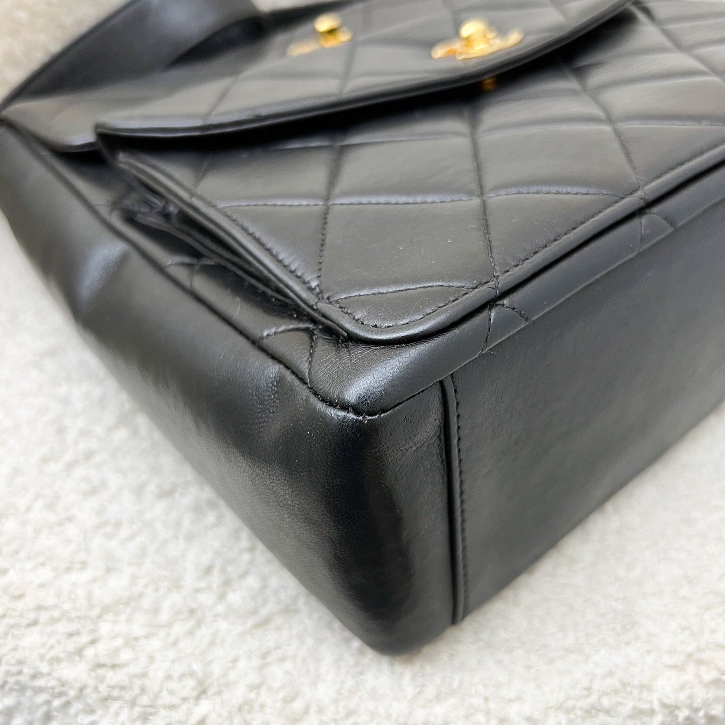 GLM- Double Pocket Shoulder Bag in Black Lambskin and 24K GHW