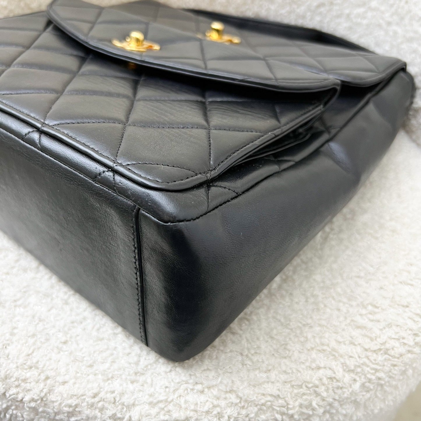GLM- Double Pocket Shoulder Bag in Black Lambskin and 24K GHW