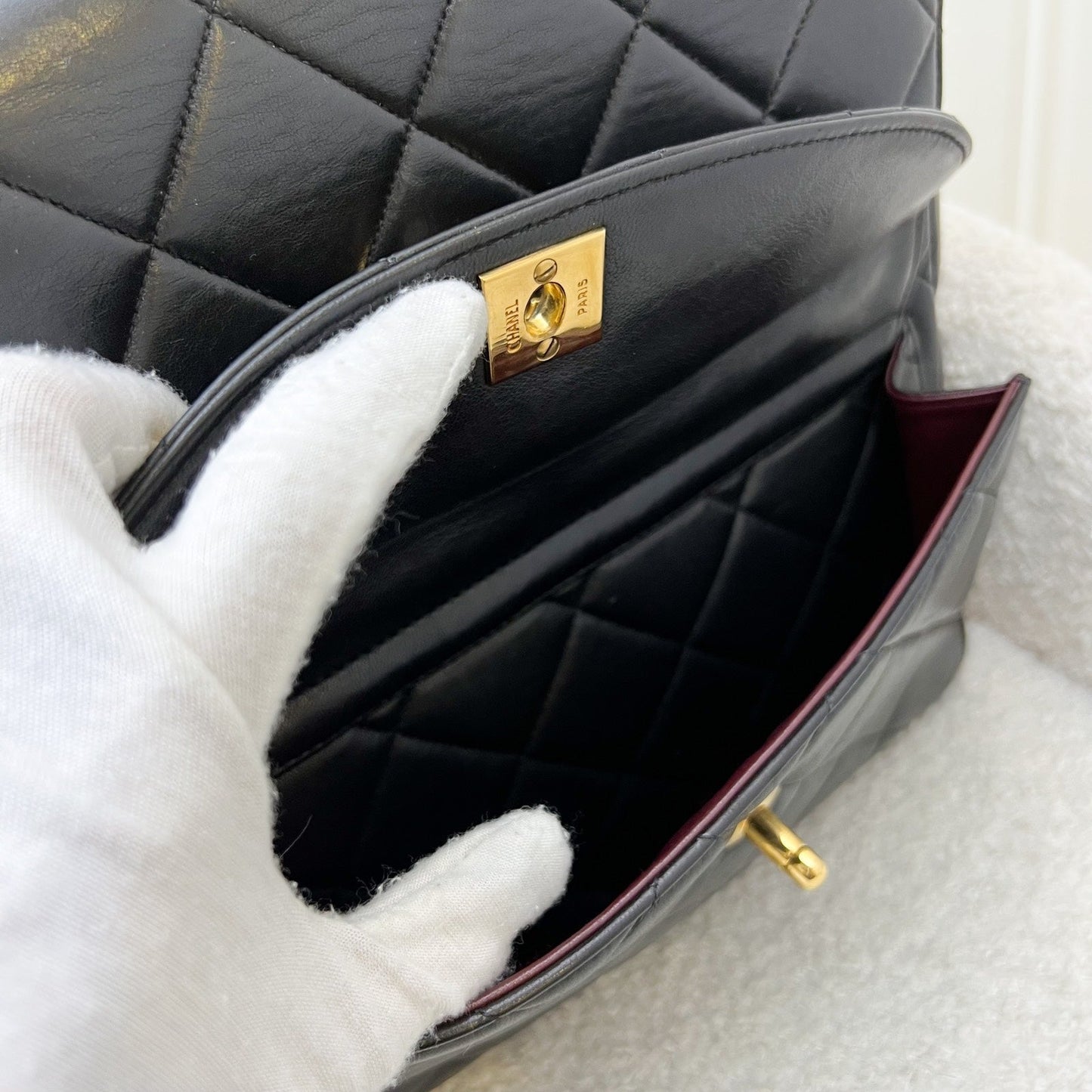 GLM- Double Pocket Shoulder Bag in Black Lambskin and 24K GHW