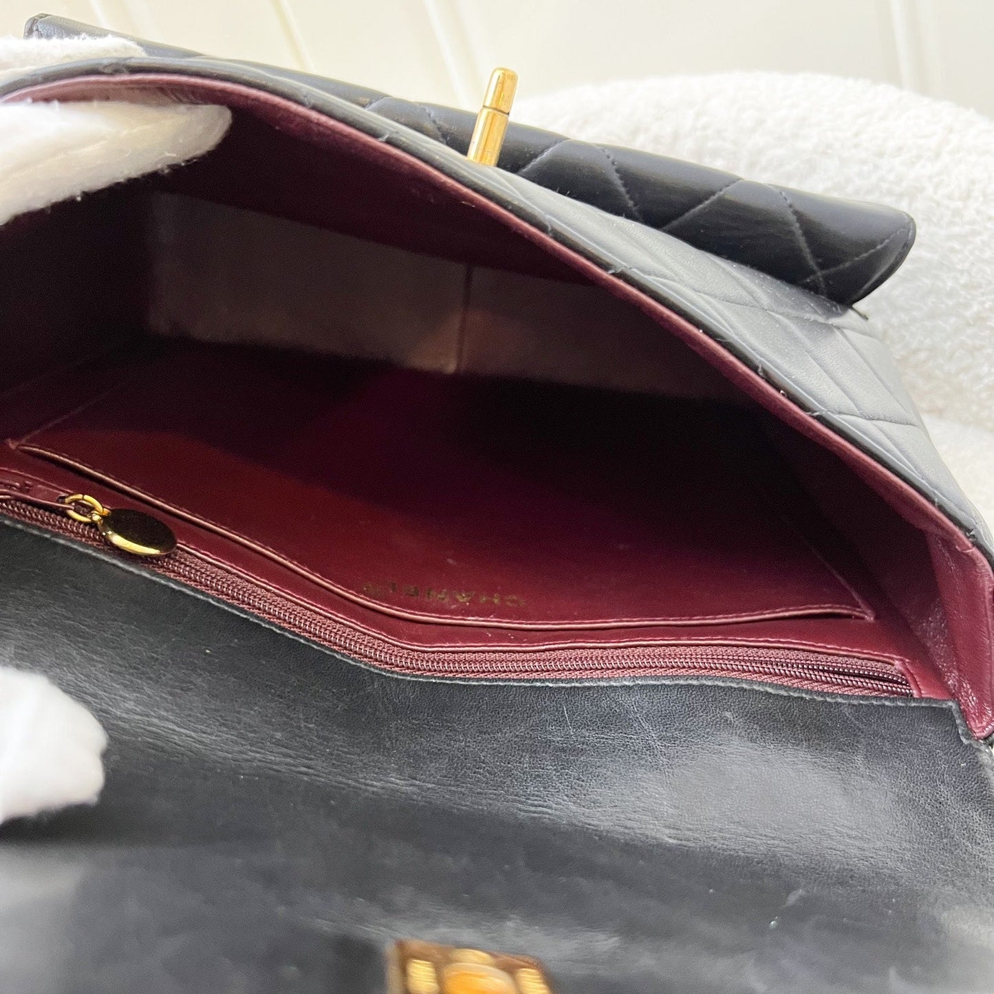 GLM- Double Pocket Shoulder Bag in Black Lambskin and 24K GHW