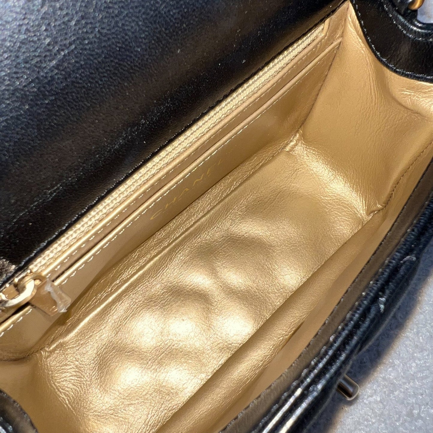 GLM-Pearl Crush Square Mini Flap in Black Lambskin and AGHW (Model: AS1786)