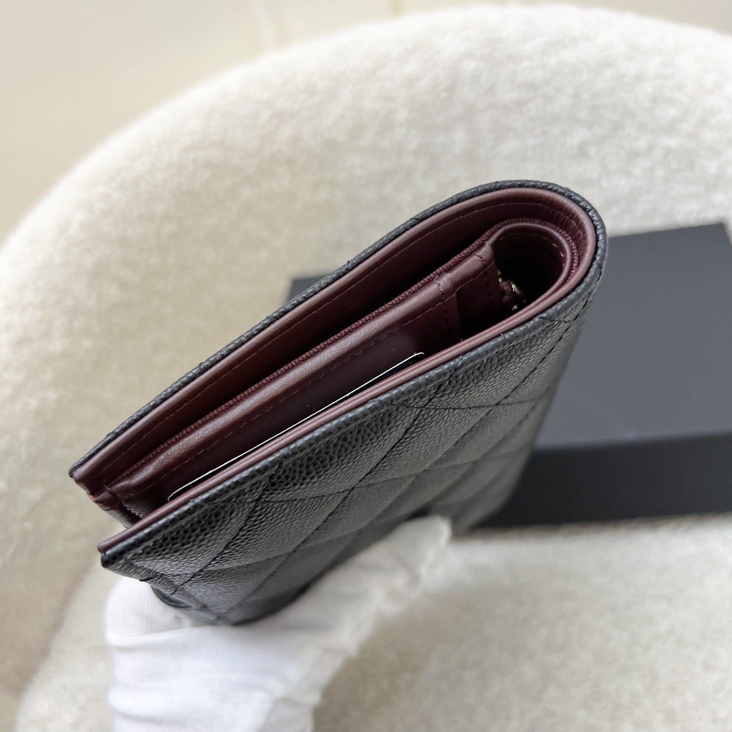 GLM-24K Bifold Wallet in Black Caviar and LGHW