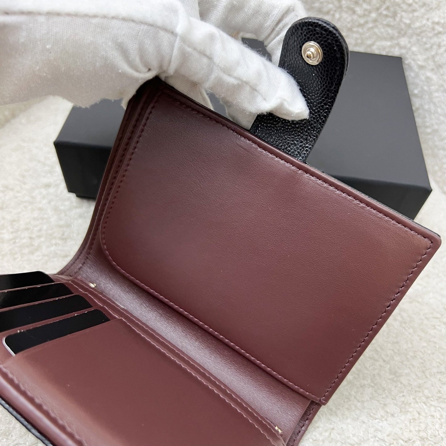 GLM-24K Bifold Wallet in Black Caviar and LGHW