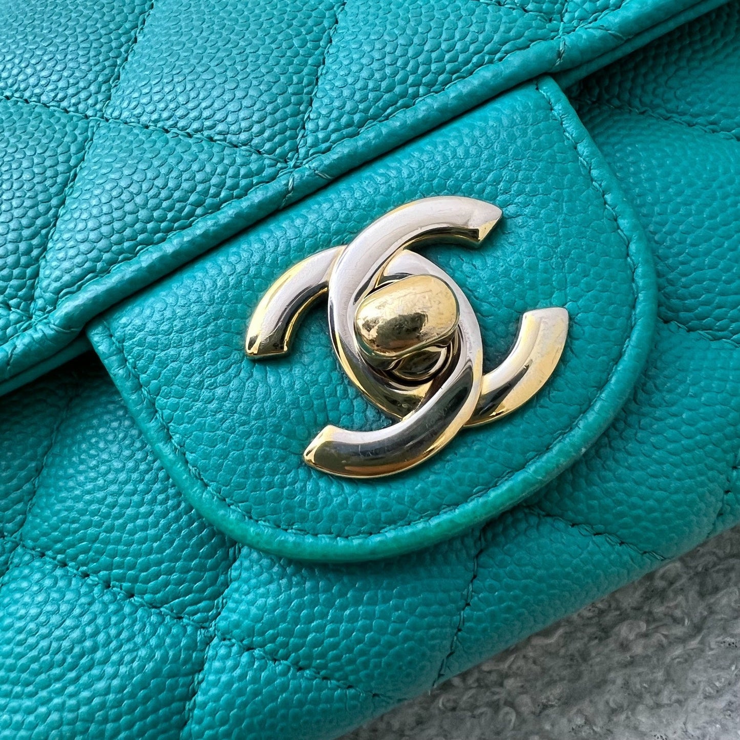 GLM-Classic Mini Rectangle Flap in Turquoise Caviar and LGHW