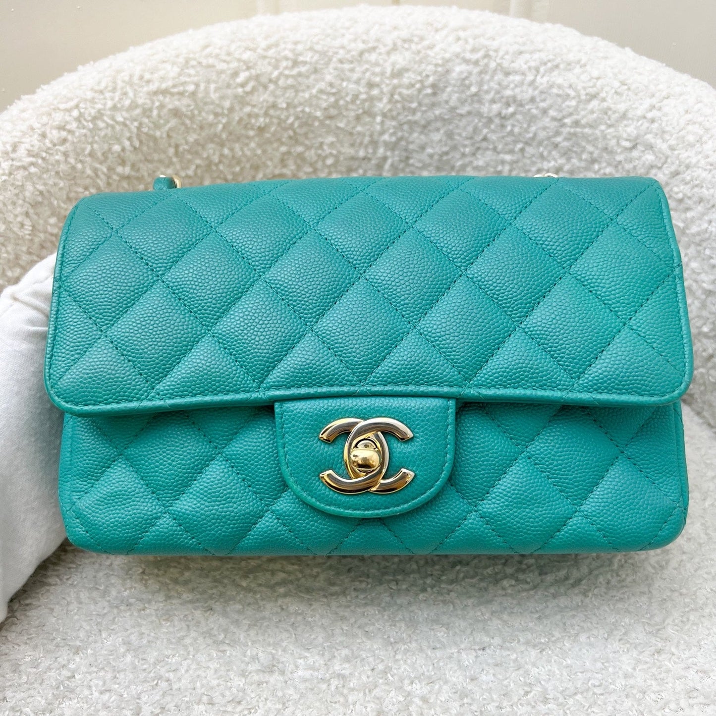GLM-Classic Mini Rectangle Flap in Turquoise Caviar and LGHW