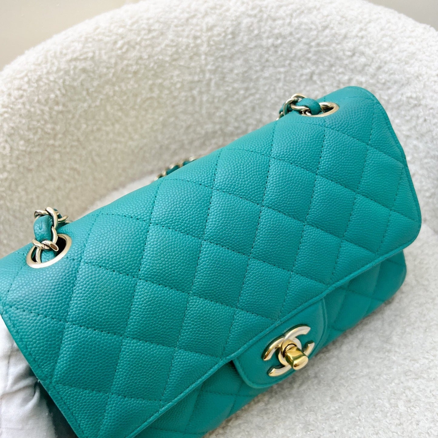 GLM-Classic Mini Rectangle Flap in Turquoise Caviar and LGHW