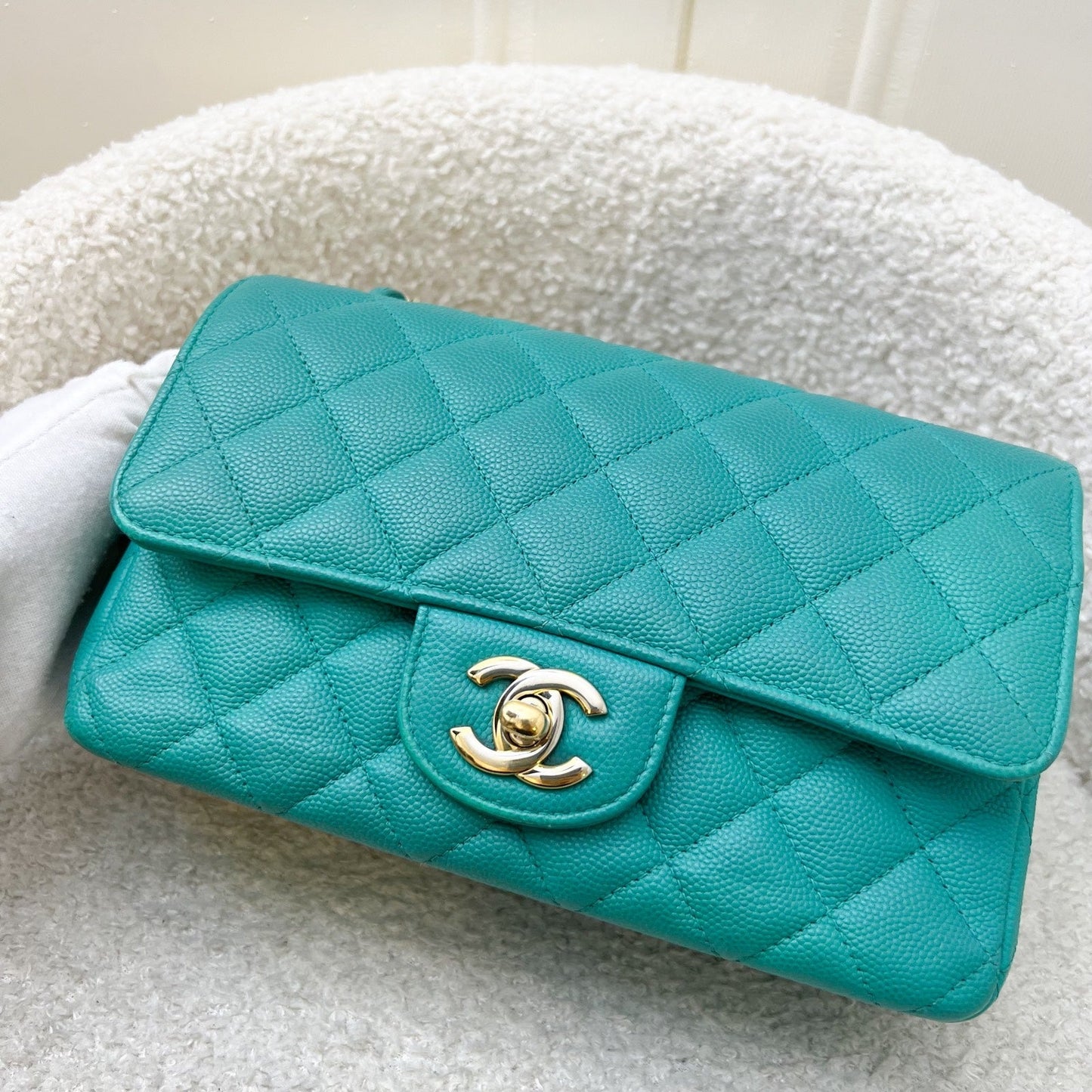 GLM-Classic Mini Rectangle Flap in Turquoise Caviar and LGHW