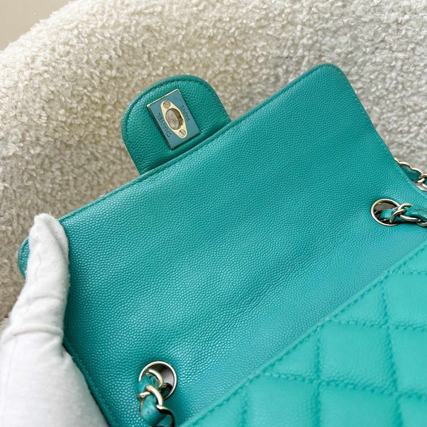 GLM-Classic Mini Rectangle Flap in Turquoise Caviar and LGHW