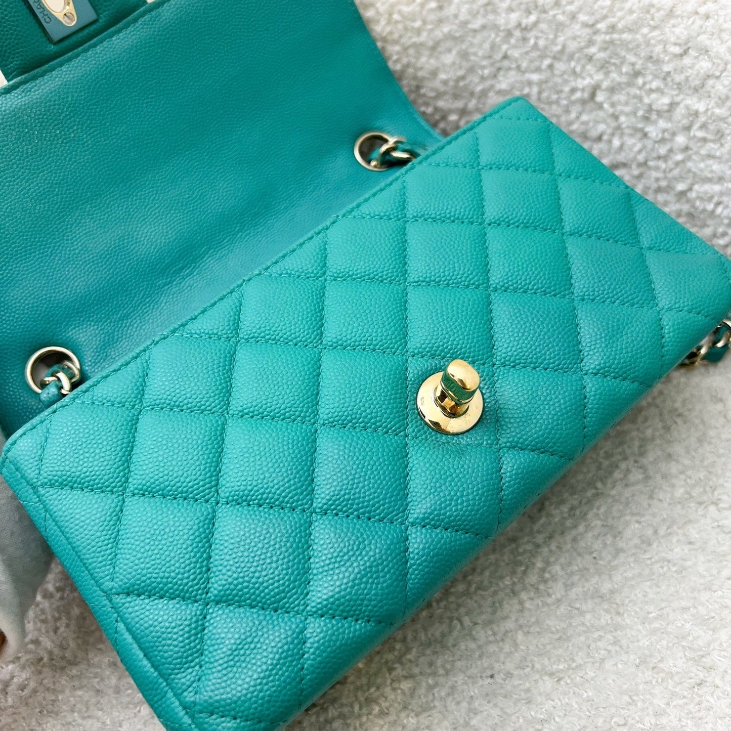 GLM-Classic Mini Rectangle Flap in Turquoise Caviar and LGHW