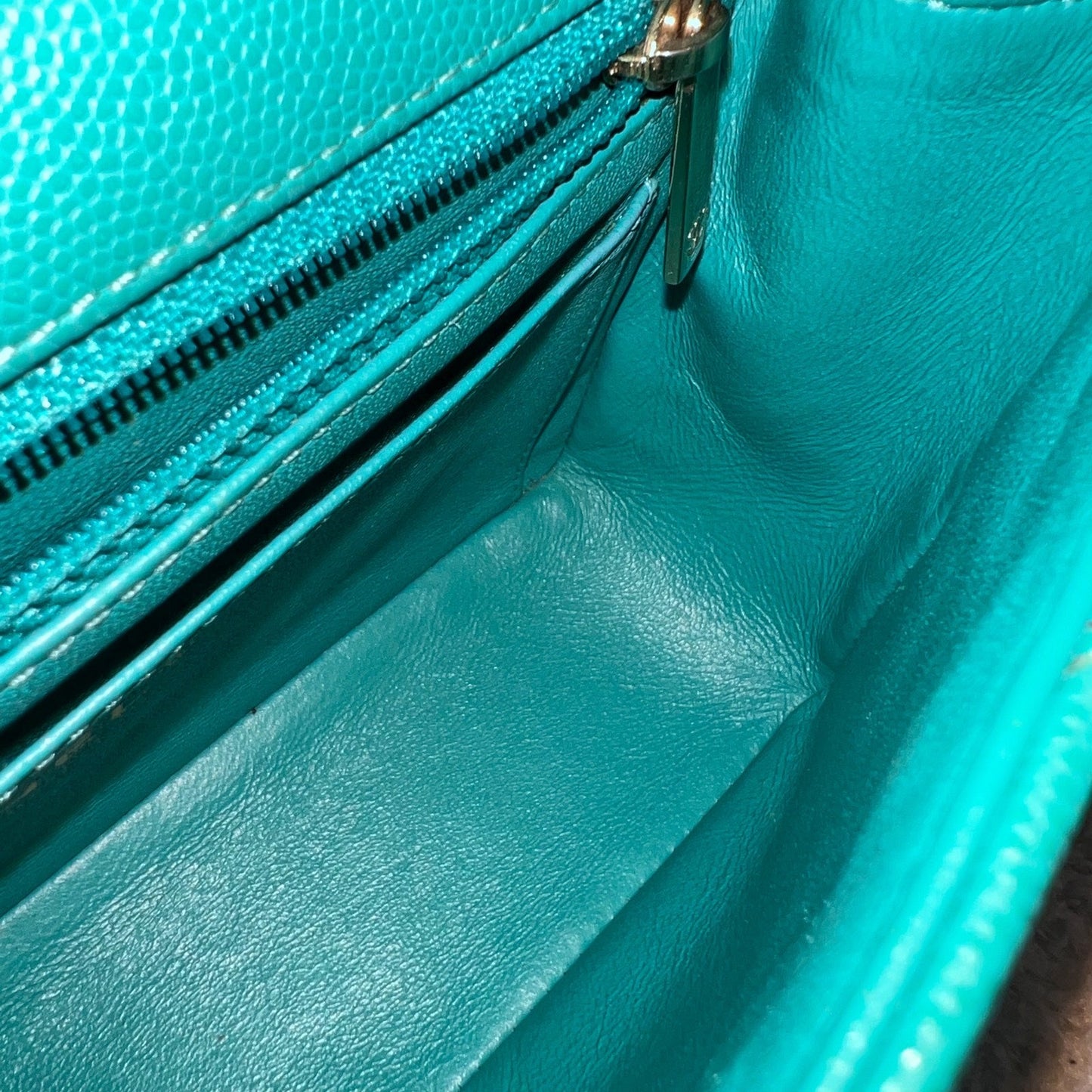 GLM-Classic Mini Rectangle Flap in Turquoise Caviar and LGHW