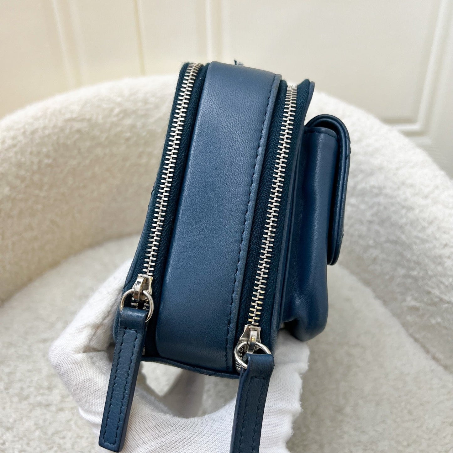 GLM-Seasonal Camera Bag in Blue Lambskin and SHW