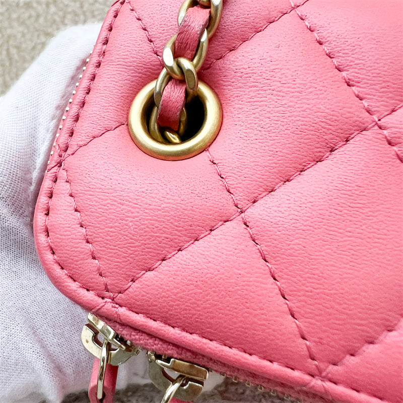 GLM-Pearl Crush Mini Cube Vanity in Coral Pink Lambskin and AGHW (Model: AP1447)